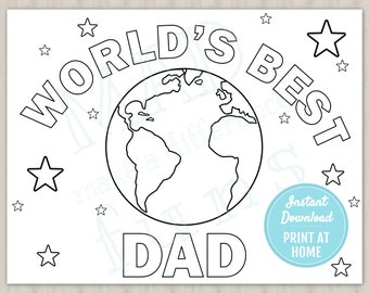 Worlds best dad dad youre out of this world printable coloring page fathers day gift digital download fathers day card gift for dad