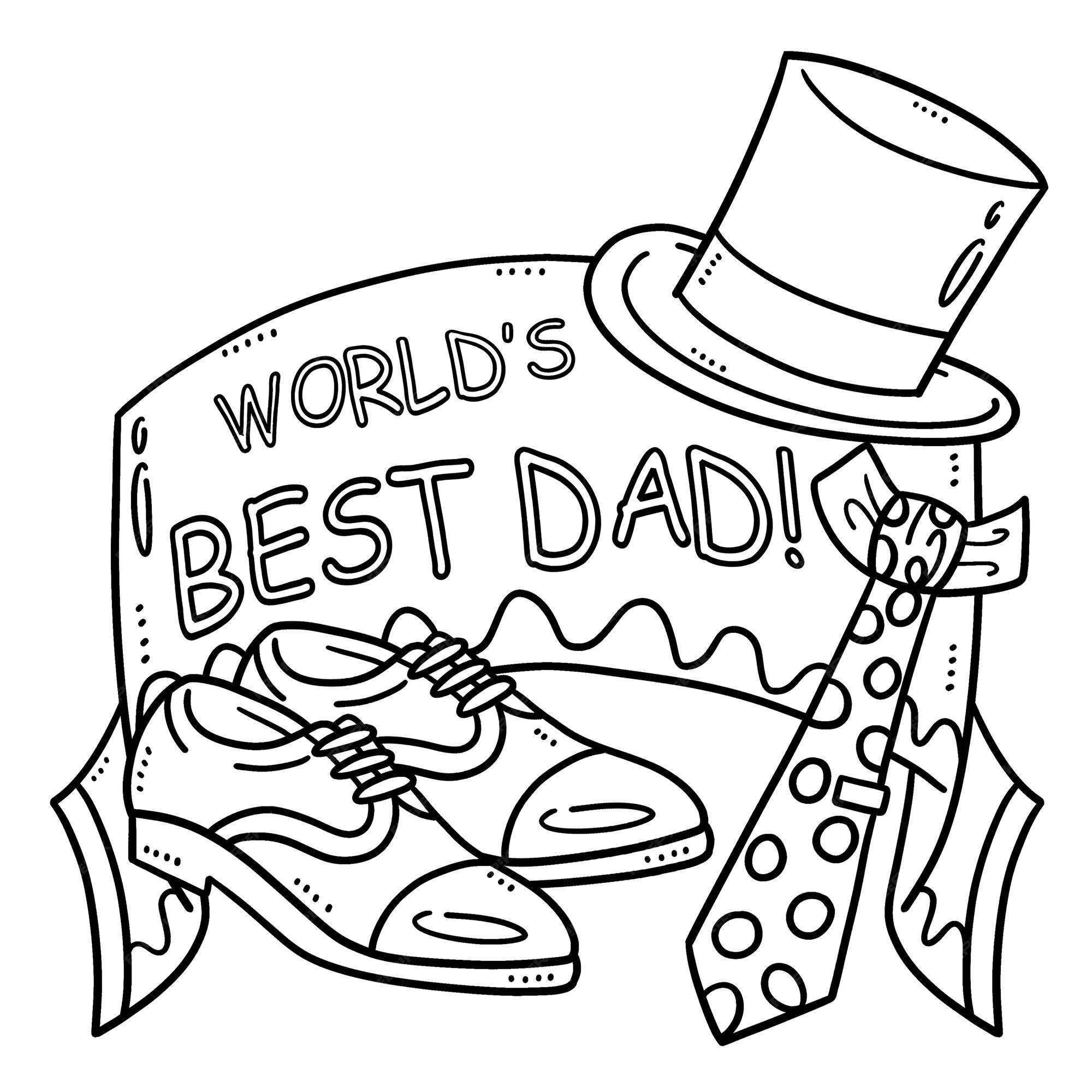 Premium vector fathers day worlds best dad isolated coloring page