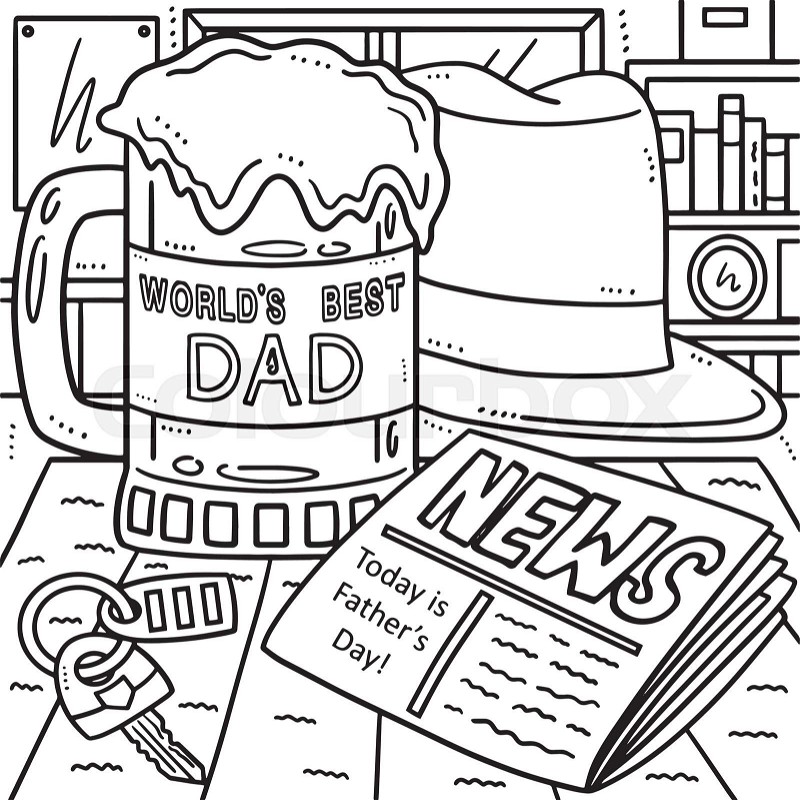 Fathers day worlds best dad coloring page for kids stock vector