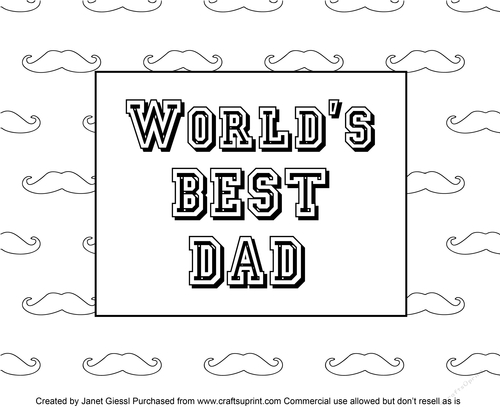 Worlds best dad coloring pagedigi stamp