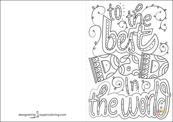 To the best dad in the world card coloring page free printable coloring pages