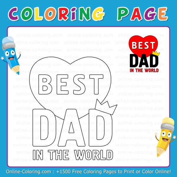 Best dad in the world free online coloring page