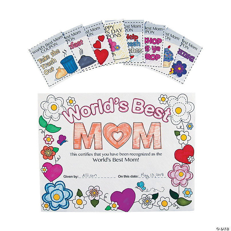 Color your own worlds best mom certificates