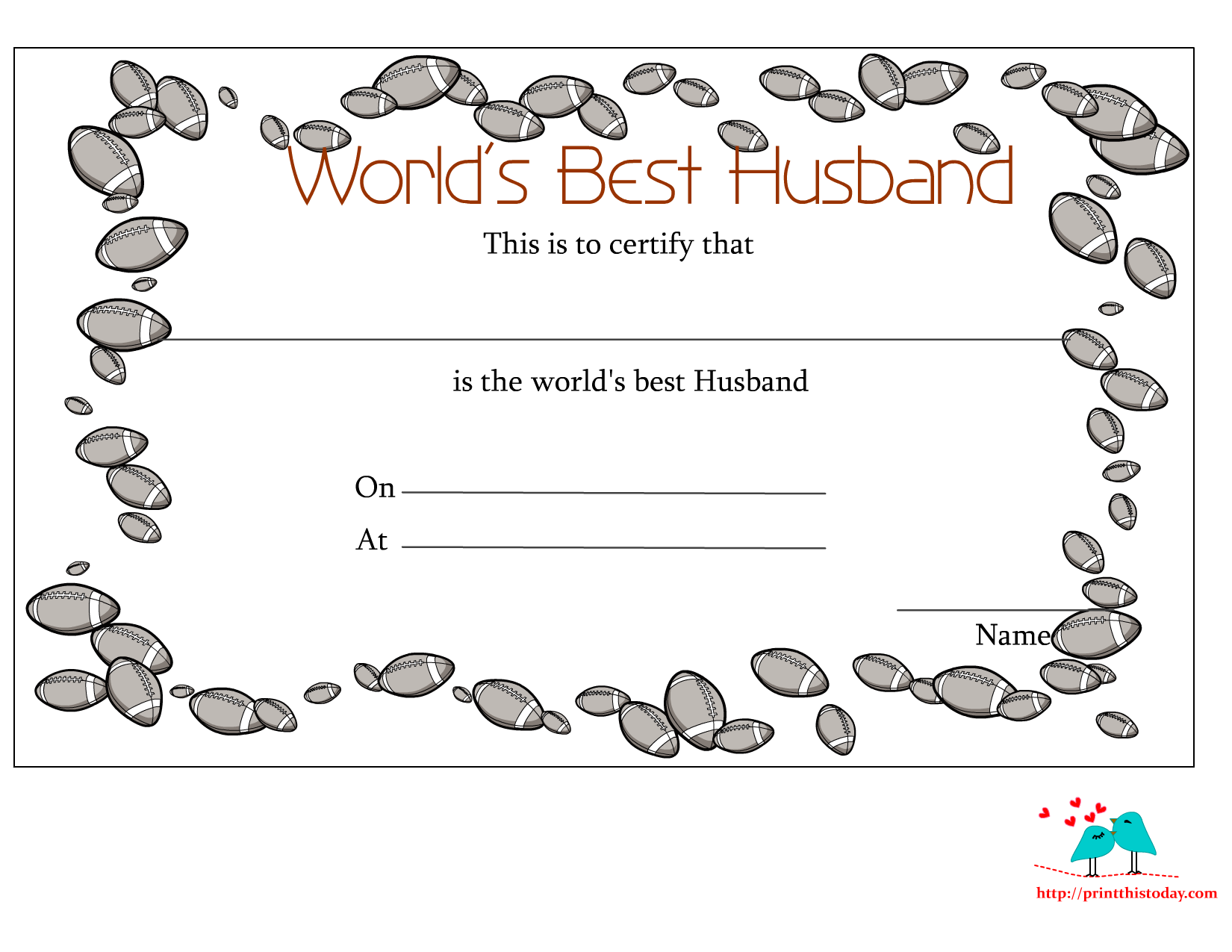 Free printable worlds best husband certificates