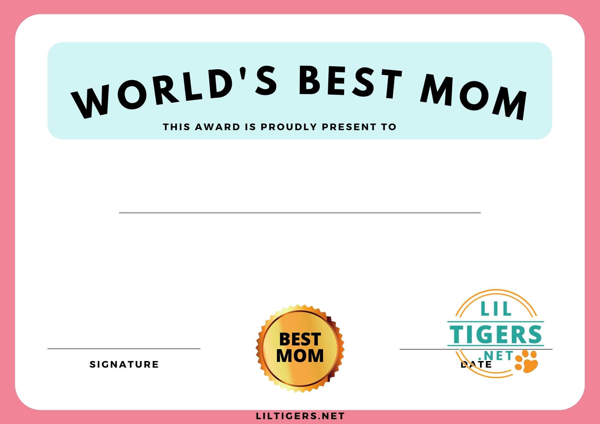 The worlds best mom award certificate