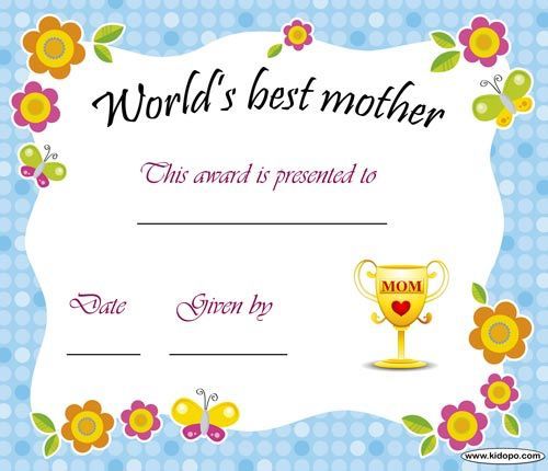 Best mom certificate certificate templates mom printable printable certificates