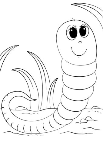 Cute cartoon worm coloring page from earthworms category select from printable crafts ofâ bug coloring pages coloring pages free printable coloring pages