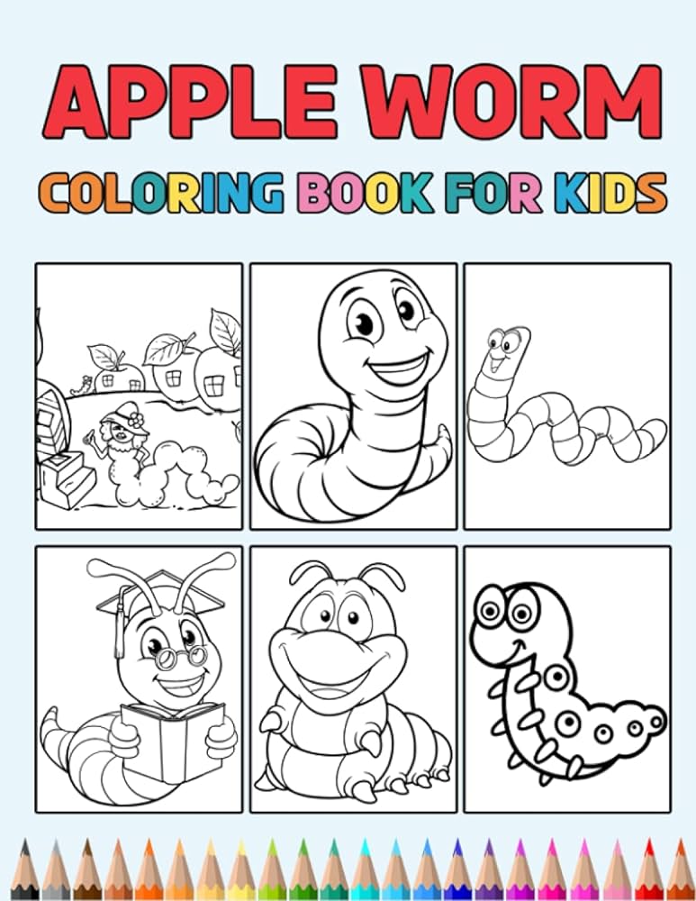 Worm coloring book for kids easy designs to color fun colouring activity workbook for little children boys girls pre k kindergarten preschool cute gift books for worms lovers press