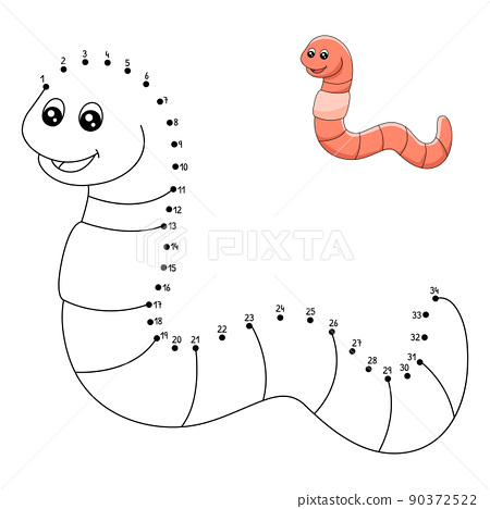 Dot to dot worm coloring page for kids