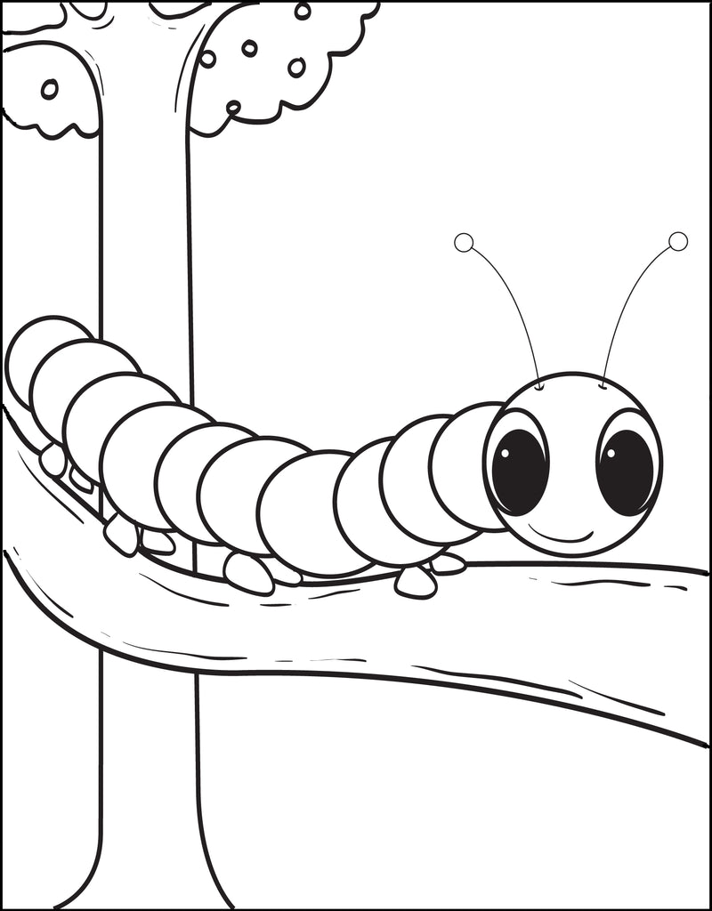 Printable cartoon caterpillar coloring page for kids â