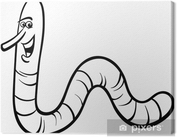 Canvas print earthworm cartoon coloring page