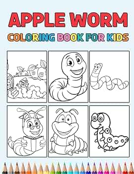 Worm coloring book for kids easy designs to color fun colouring activity workbook for little children boys girls pre k kindergarten preschool cute gift books for worms lovers