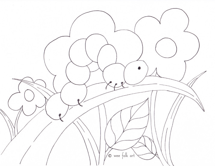 Inchworm coloring page â wee folk art