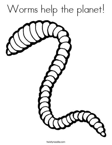 Worms help the planet coloring page