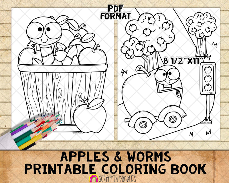 Apples and worms coloring book