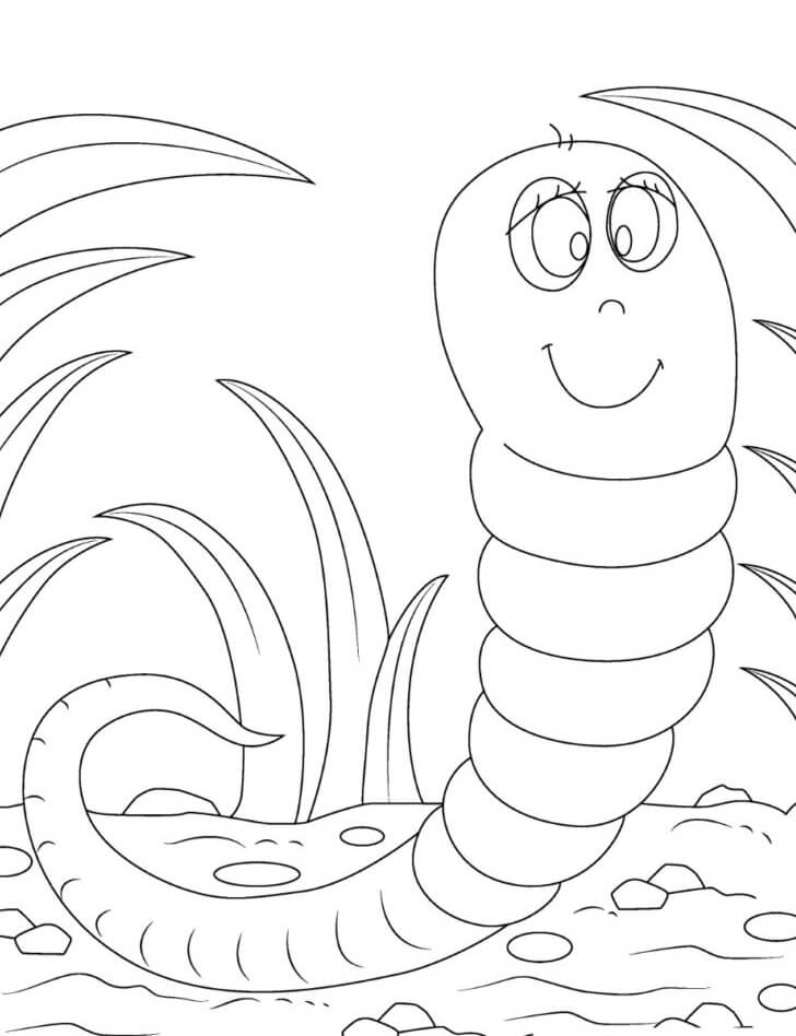 Worm coloring pages