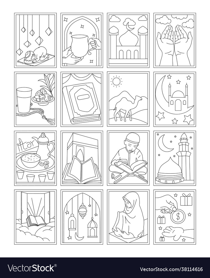 Pack worship coloring pages royalty free vector image