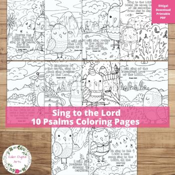 Cute garden birds sing to the lord psalms worship bible verses coloring pages