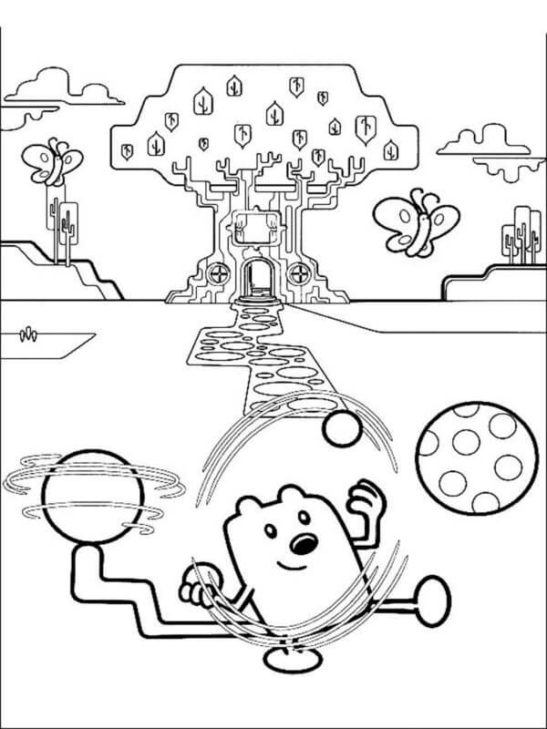 Wubbzy loves to play with the ball coloring page