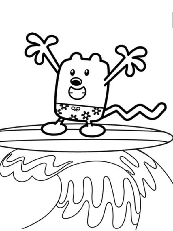 Wubbzy playing surfing coloring page