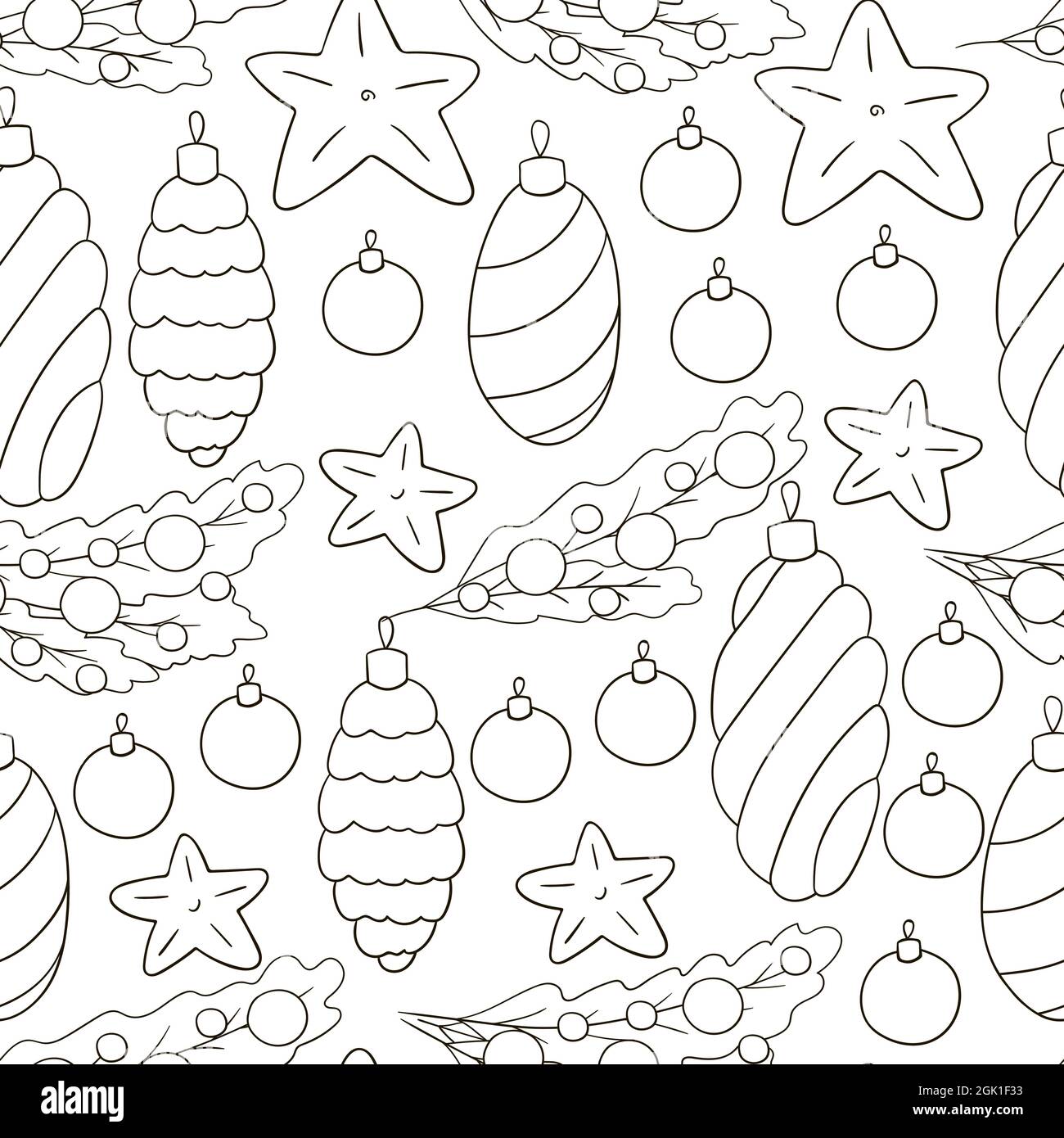 Coloring pattern seamless vector pattern with stars christmas tree decorations can be used for fabric packaging wrapping paper textile and etc stock vector image art