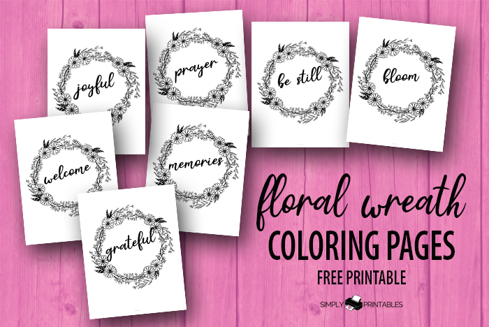 Free printable floral wreath coloring pages