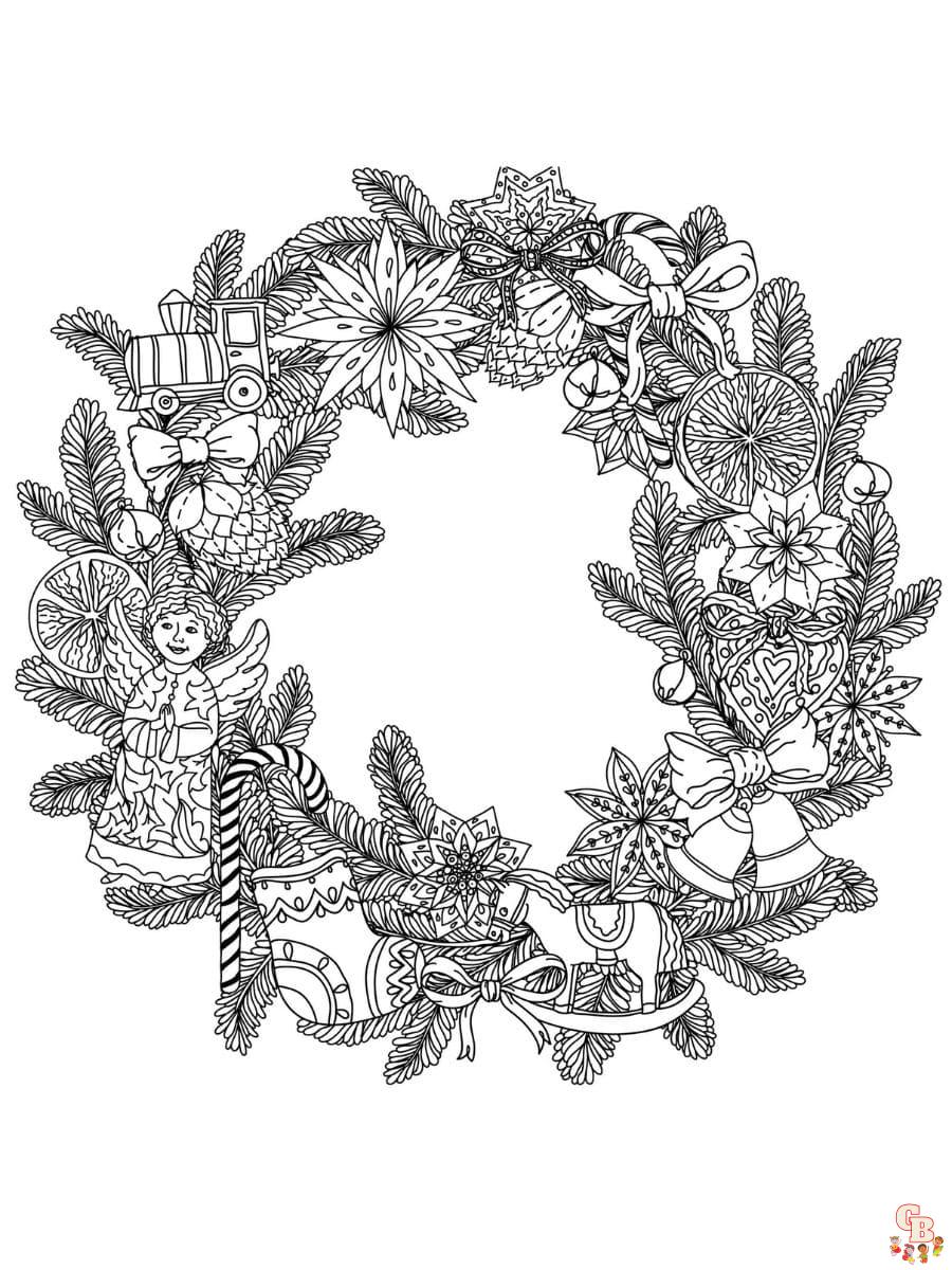 Printable wreath coloring pages free for kids and adults