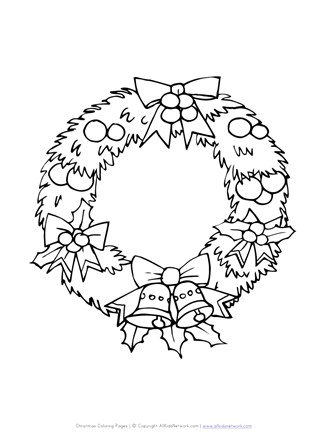 Christmas wreath coloring page all kids network