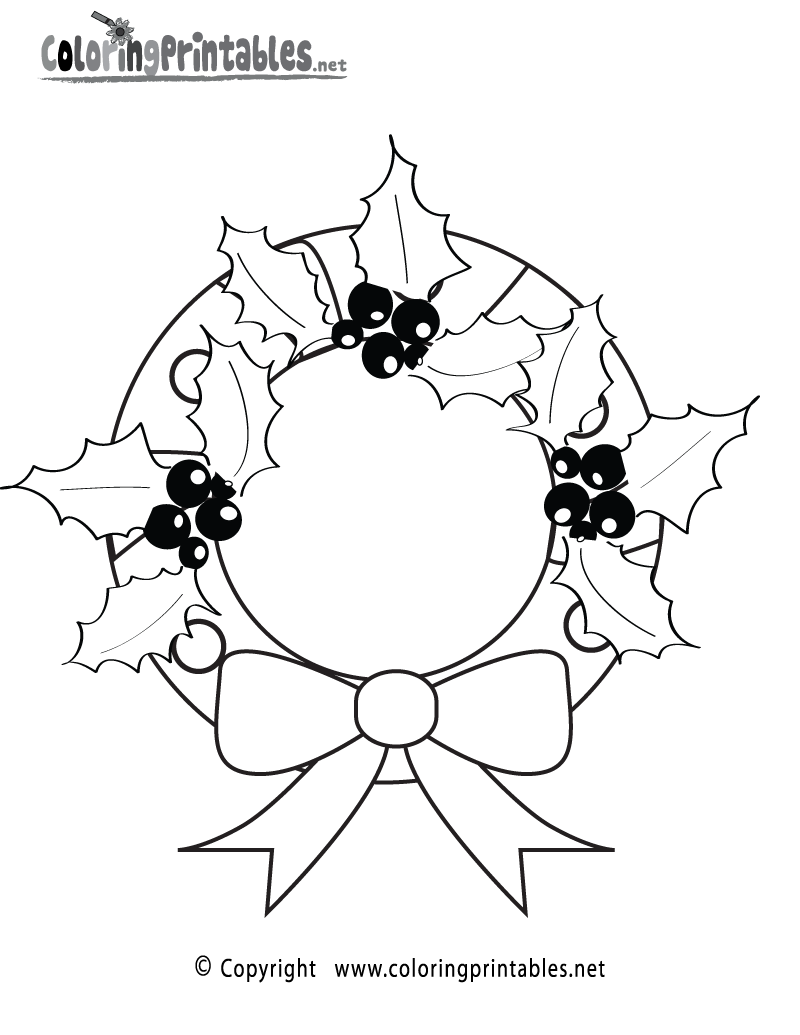 Christmas wreath coloring page