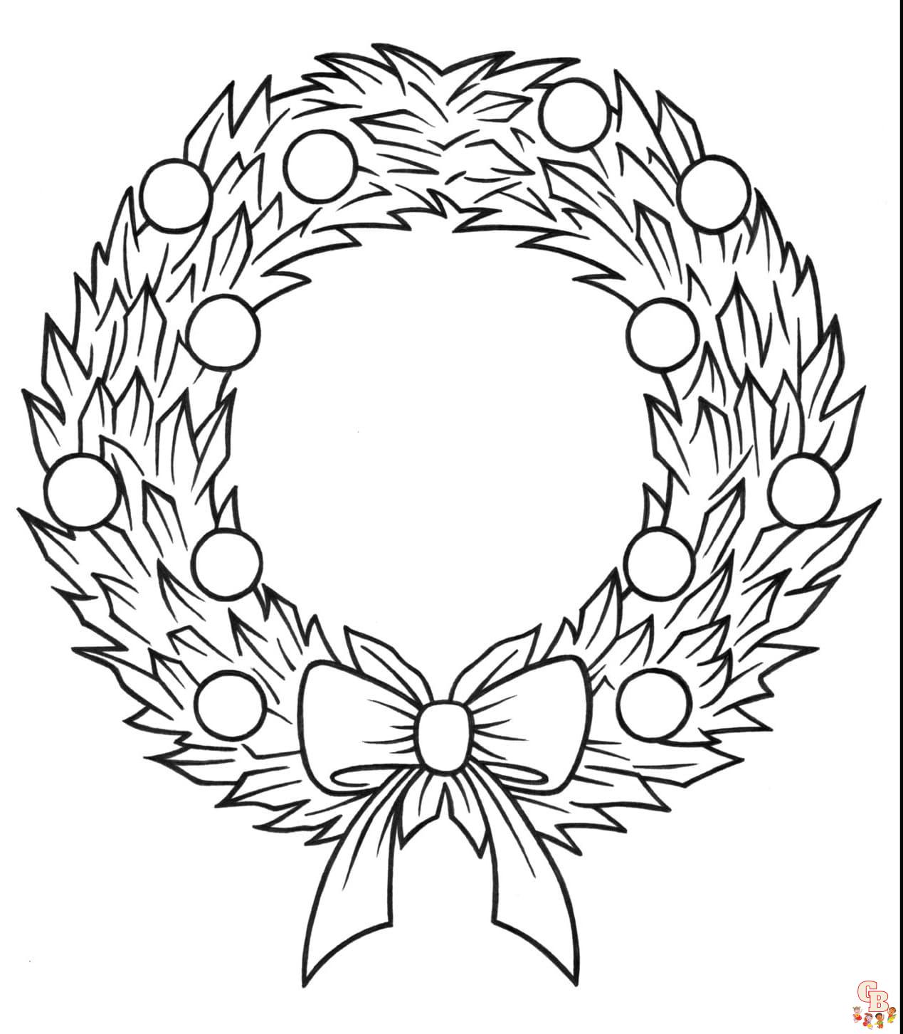 Printable wreath coloring pages free for kids and adults