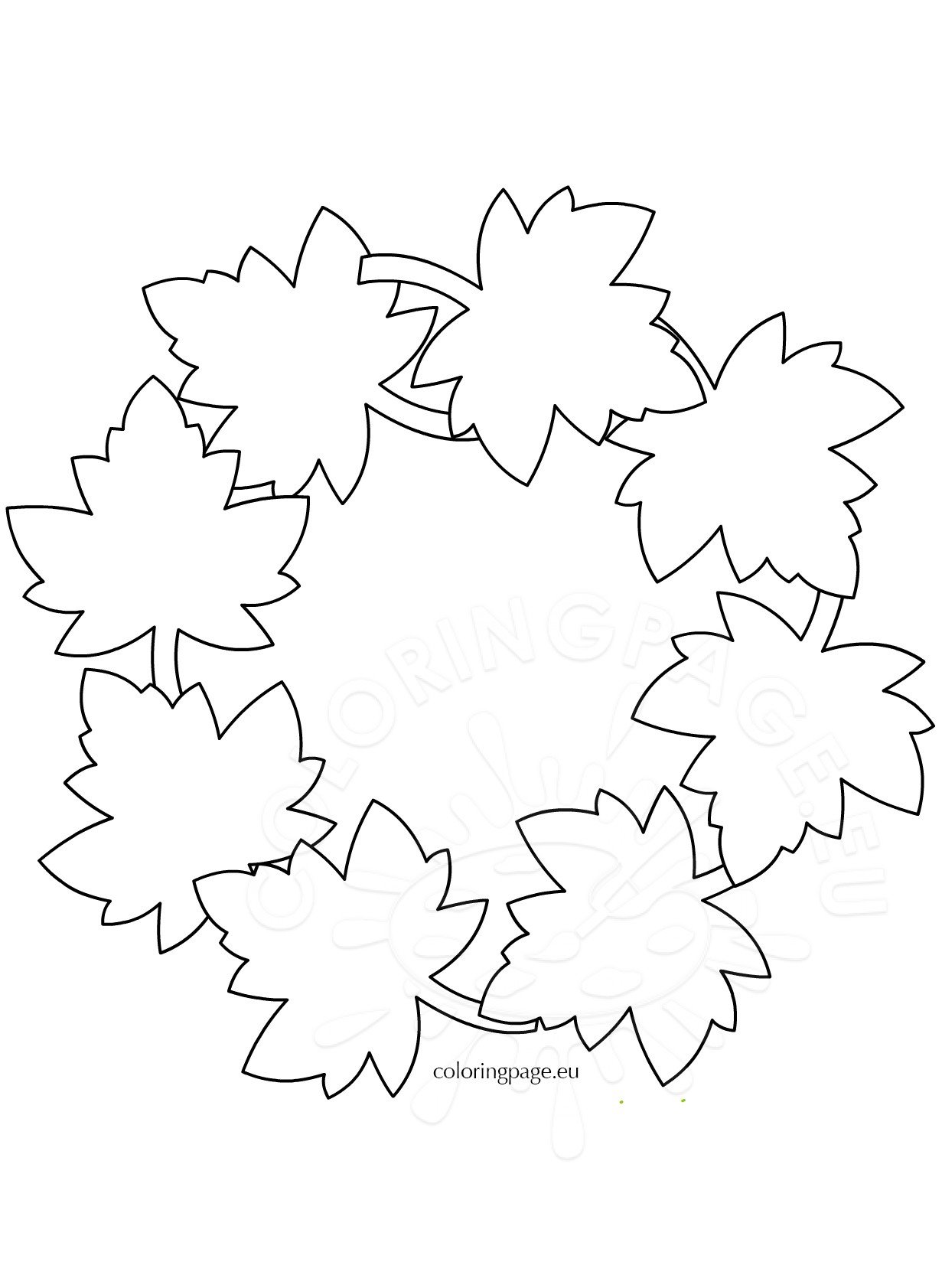 Fall leaf wreath template coloring page