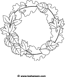 Fall coloring sheet autumn leaves wreath