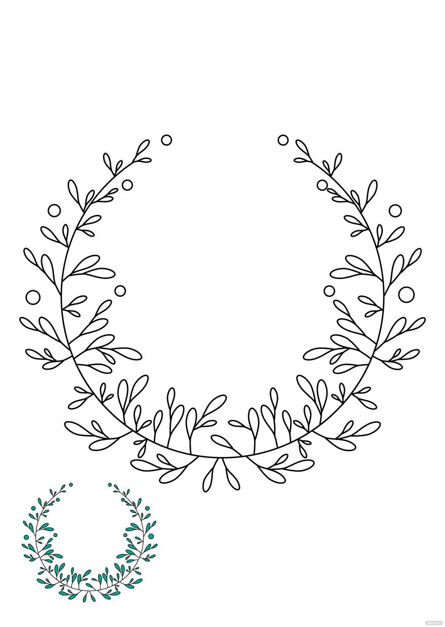 Free floral laurel wreath coloring page