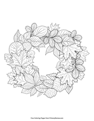 Leaves wreath coloring page â free printable pdf from