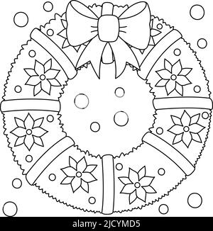 Coloring book of christmas wreath color by numbers stock vector image art