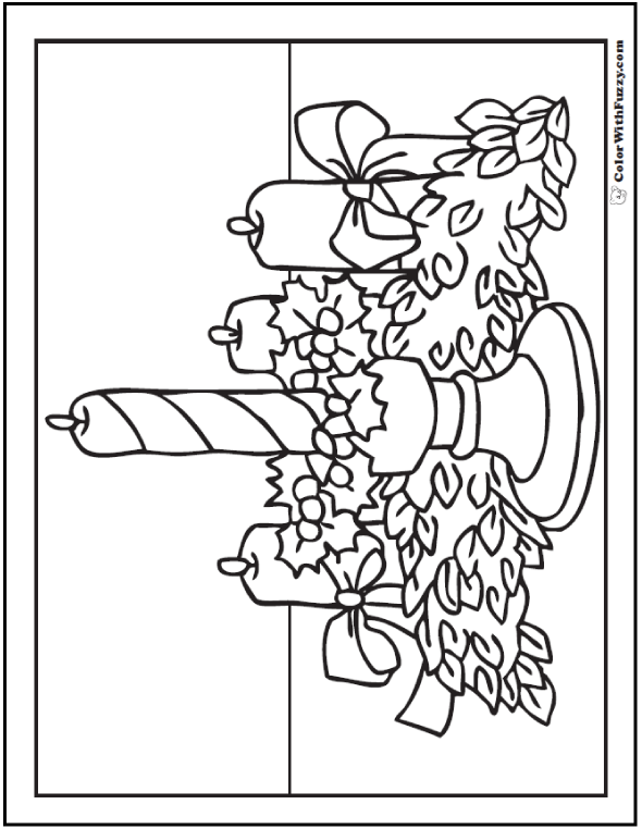 Christmas coloring sheets candle wreath