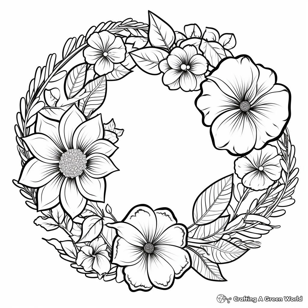 Flower wreath coloring pages