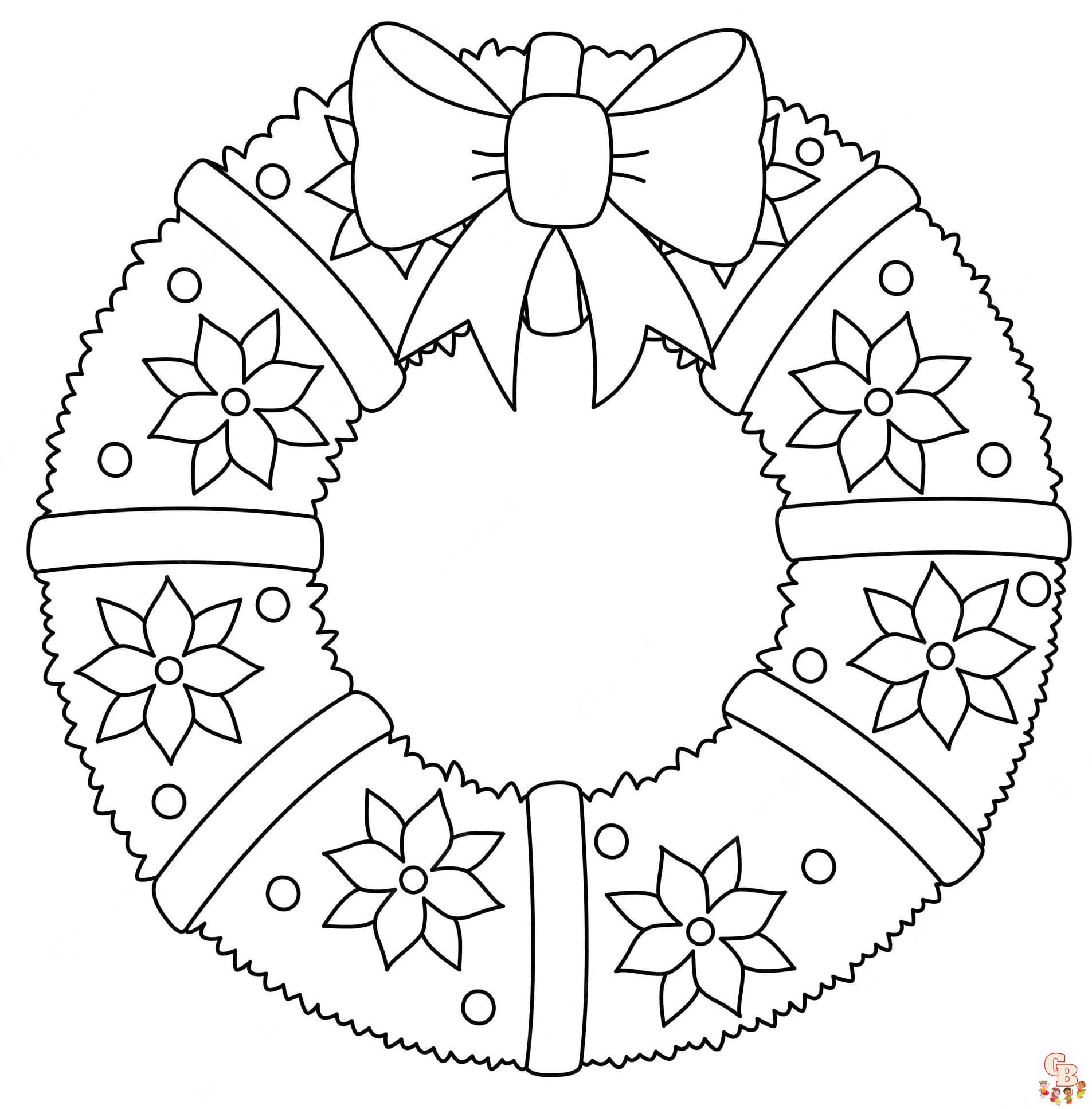 Printable wreath coloring pages free for kids and adults