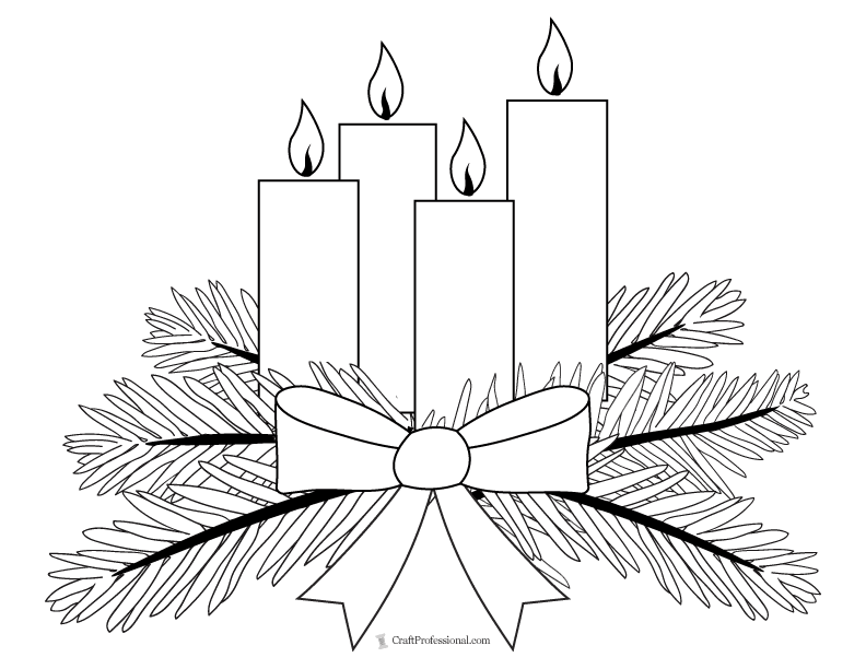 Christmas candle coloring pages free