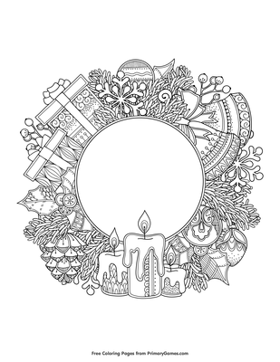 Christmas wreath coloring page â free printable pdf from