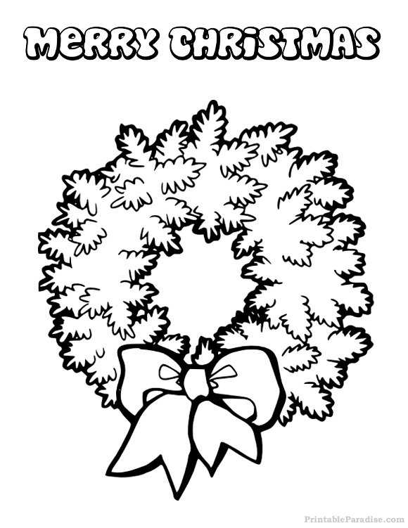 Printable christmas wreath coloring page