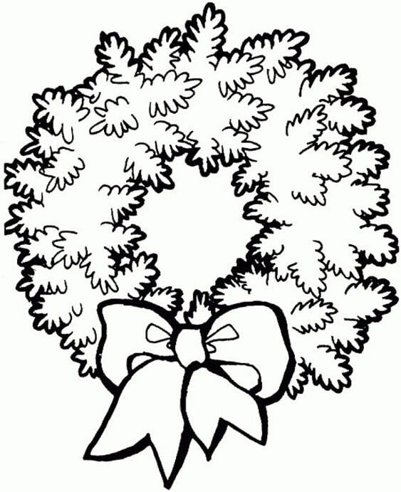 Free easy to print christmas wreath coloring pages