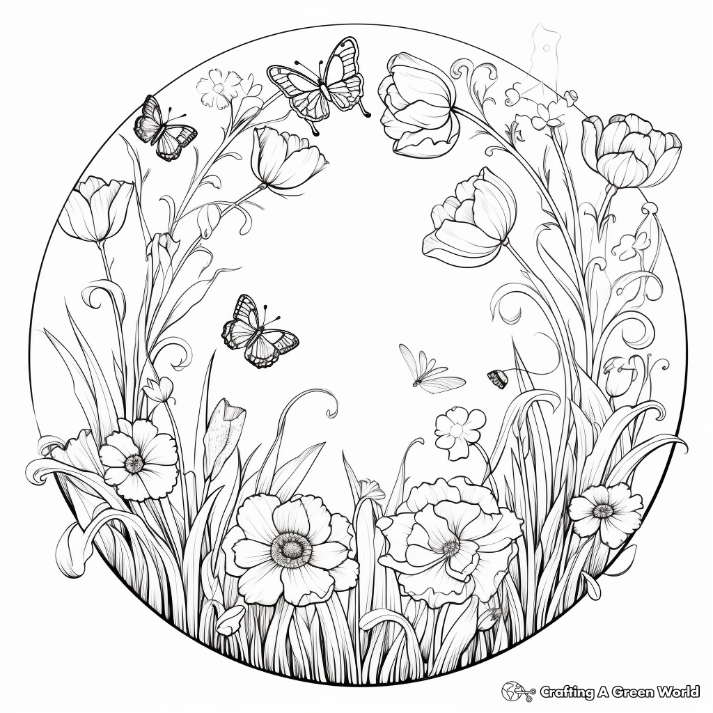 Flower wreath coloring pages