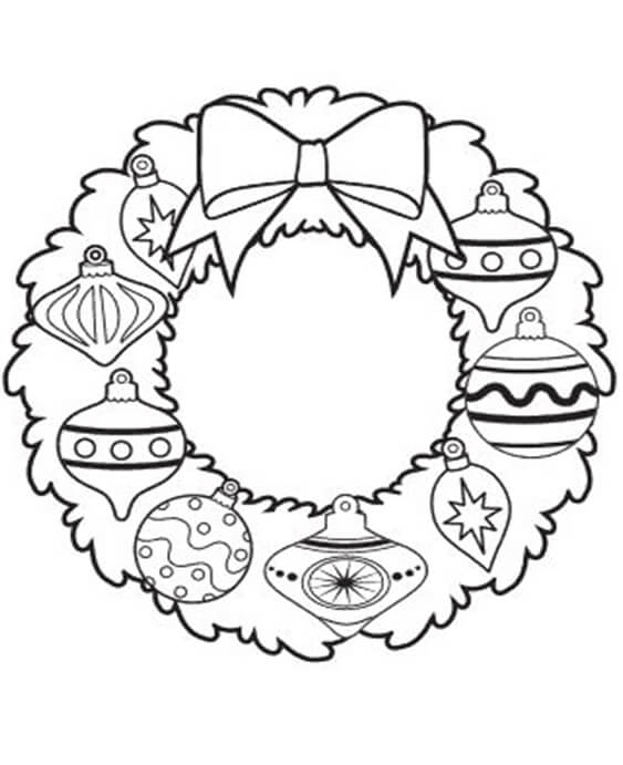 Free easy to print christmas wreath coloring pages