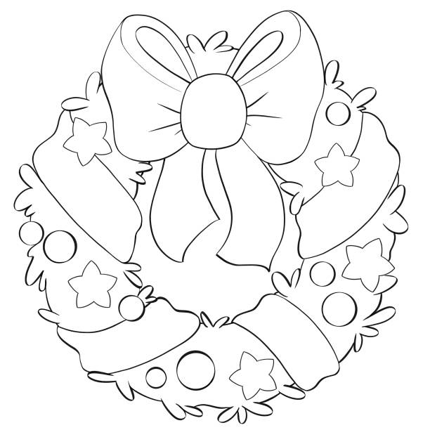 Christmas wreath coloring page stock illustrations royalty