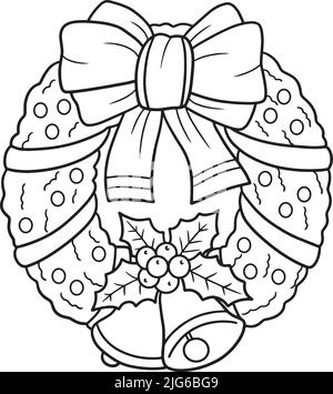 Coloring book of christmas wreath color by numbers stock vector image art