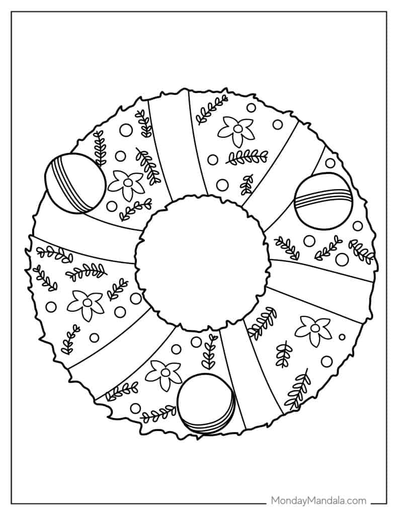 Christmas wreath coloring pages free pdf printables