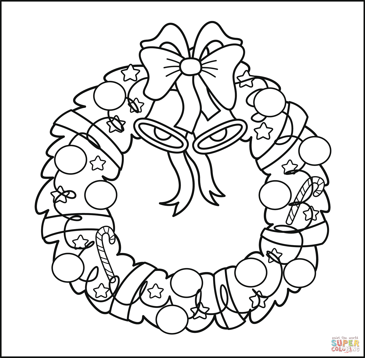 Christmas wreath coloring page free printable coloring pages