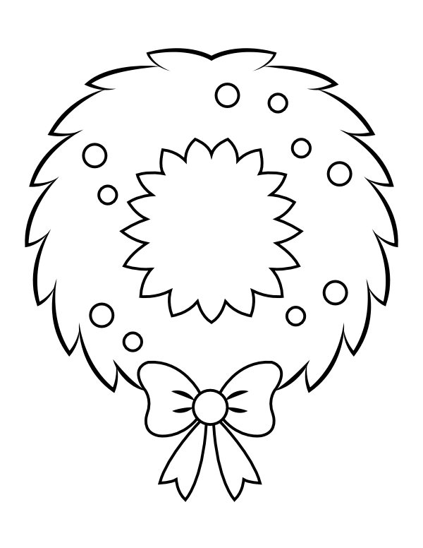 Printable christmas wreath coloring page