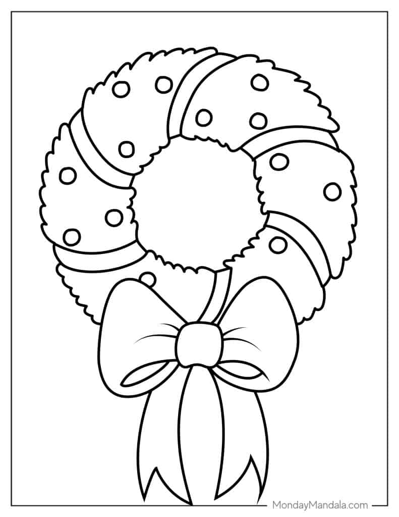 Christmas wreath coloring pages free pdf printables